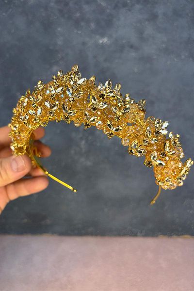 Hayalperest boncuk Umay Bead Embroidered Bridal Henna Crown