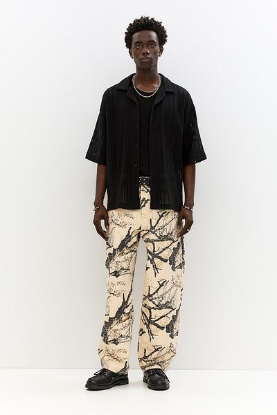 Pull & Bear Textured black short sleeve shirt
