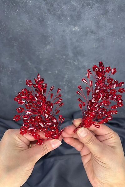 Hayalperest boncuk Red Selis Double Sided Bridal Henna Crown Hair Accessory