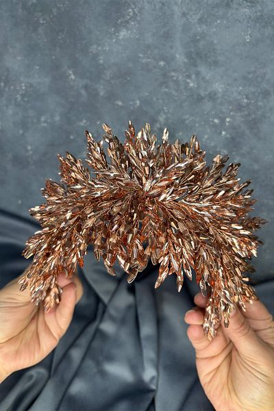 Hayalperest boncuk Rose Color Eva Dense Bead Embroidered Bridal Henna Crown