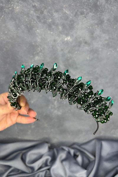 Hayalperest boncuk Crystal Bead Embroidered Steaming Bridal Crown