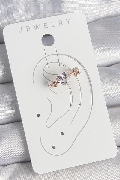 SeyCey.co Brass Gold Color Zircon Stone Heart Arrow Model Women's Cartilage Earrings