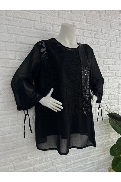 Butik Eylül Plus Size Sequin/Tulle Detailed Evening Dress with Underwear