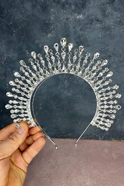 Hayalperest boncuk Silver Ayas High Party Bridal Henna Crown