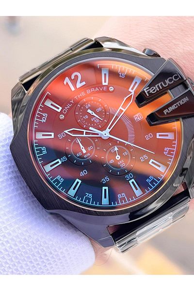 Ferrucci Colorful Glass Steel Cord Inner Dial Features Active 2 Years Warranty Men Wristwatch E.Fc05