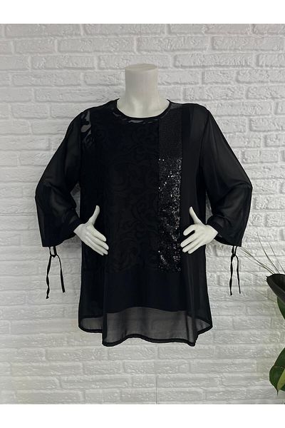 Butik Eylül Plus Size Sequin/Tulle Detailed Evening Dress with Underwear