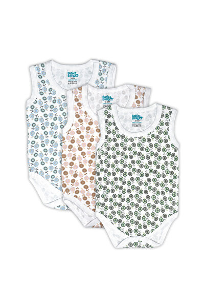 Babies Basic Cotton, Sleeveless Printed Bodysuit. Set of 3, 18-24 Months , White