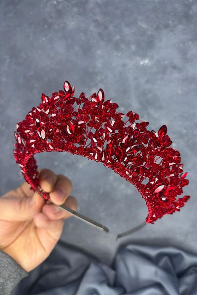Hayalperest boncuk Red Nature Beaded Bridal Henna Crown Bridal Hair Accessory