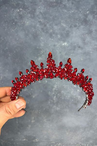 Hayalperest boncuk Red Lycia Bead Embroidered Bridal Henna Crown