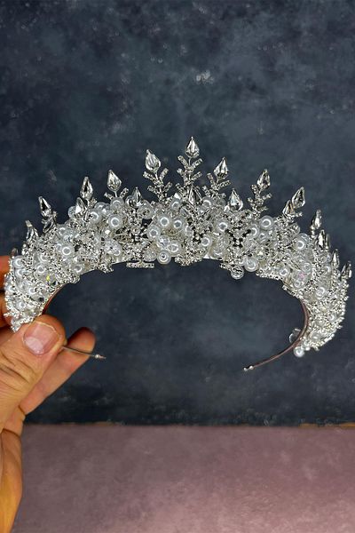 Hayalperest boncuk Cream Ala Beaded Design Bridal Henna Crown
