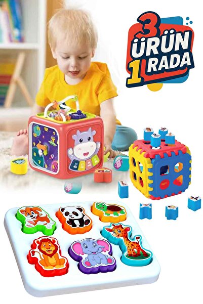 Oruç Oyuncak Eğitici Işıklı ve Müzikli 6in1 Aktivite Küpü Neşeli Dostlar Bultak Set