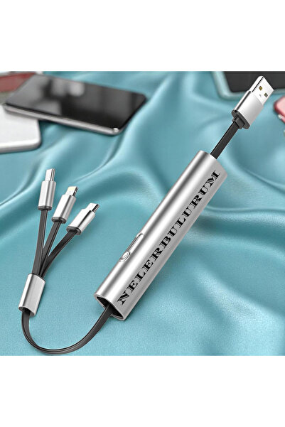 nelerbulurum TÜM TELEFONLARA UYUMLU Geri Çekilebilir kablo 3 UÇLU 2.4 AMPER H...