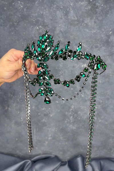Hayalperest boncuk Emerald Green Dangle Forehead Almeda Bridal Henna Crown
