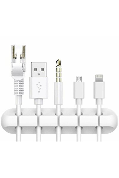 OEM Organizator cabluri cu 5 fante, autoadeziv, 9.5 cm, alb