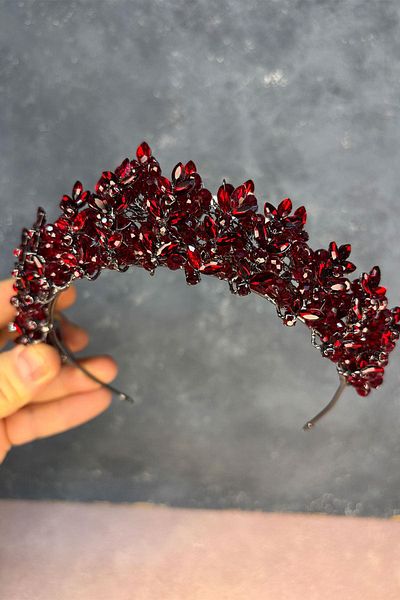 Hayalperest boncuk Burgundy Umay Beaded Bridal Henna Crown