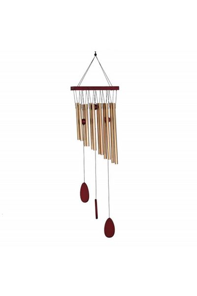PUFO Clopoțel de vânt cu 12 tuburi sonore metalice aurii pentru casă sau grădină, model Feng-Shui