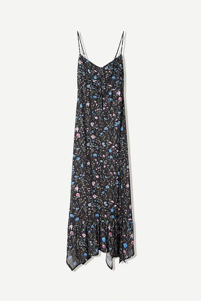 Bershka Printed strappy tulle midi dress