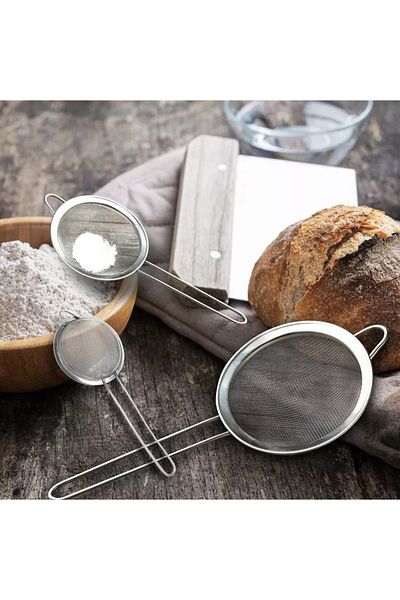 OEM Set of 3 kitchen sieves, steel, 5.5, 7 and 8 cm diameter, silver