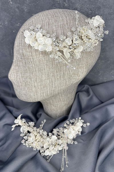 Hayalperest boncuk إكسسوار شعر تاج الزفاف من كريستال لؤلؤي مطرز بكثافة من Verdage