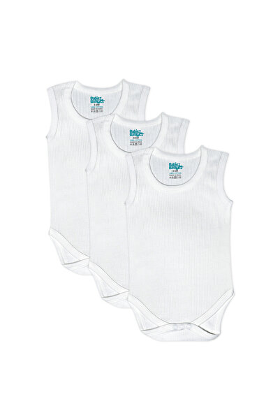 Babies Basic Cotton, Sleeveless Printed Bodysuit. Set of 3, 12-18 Months , White