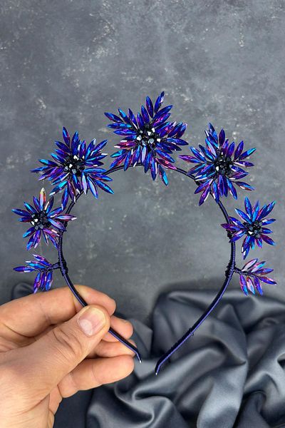 Hayalperest boncuk Purple Star Stone Bridal Henna Crown and Bridal Hair Accessory