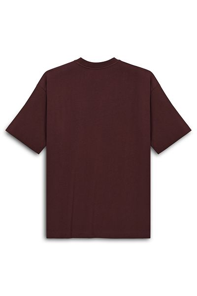 COMBİNE MİCHAİL Tricou pentru bărbați, 100% bumbac organic, cu textura groasă, cu croiala confortabilă, cu gât roșu Claret