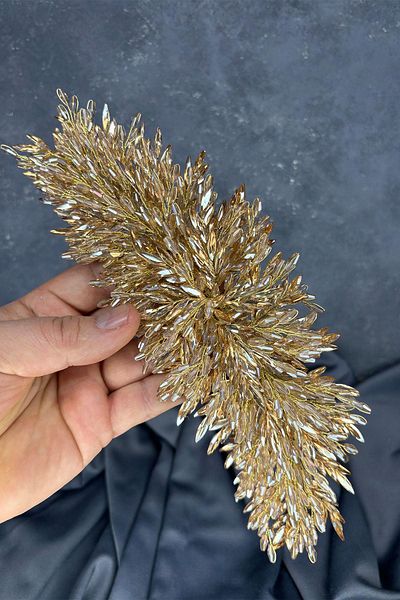 Hayalperest boncuk Honey Color Eva Intense Bead Embroidered Bridal Henna Crown
