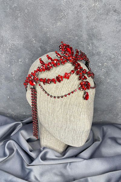 Hayalperest boncuk Red Dangle Forehead Almeda Bridal Henna Crown