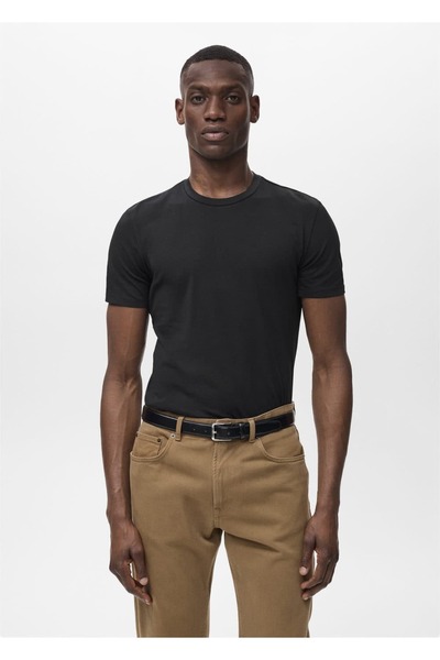 MANGO Man Pamuklu streç tişört