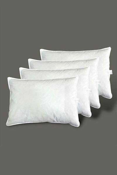 HILL TEKSTİL Luna 50X70 Goose Feather Pillow - 4 Pieces (80% Goose Feather, 20% Bead Fiber)