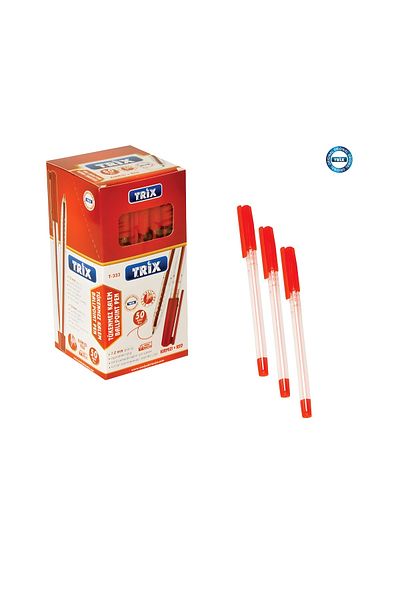 TRİX Office Desk 10 Pieces Red Ballpoint Pen 1.0 mm