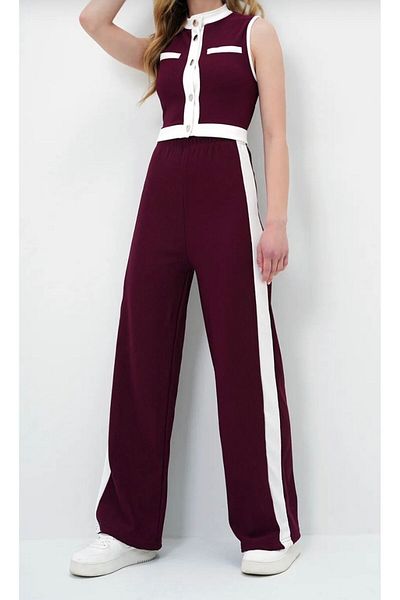 rose tml giyim Women's Stripe Detail Zero Sleeve Vest Pants Women's Bottom Top Set