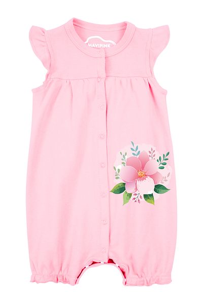 Mavipink Baby Girl Pink Floral Ruffle Short Shorts Jumpsuit
