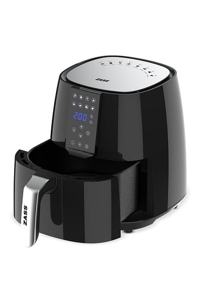 Zass Zaf 03 Hot Air Fryer, 1450w, 3,8l Capacity, Rapid Air Circulation, Digital Control, Black