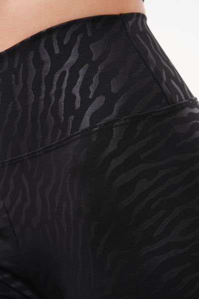 lzv Γυναικείο μαύρο εμπριμέ κολάν συσπειρώματος - ψηλόμεσο, ύφασμα Premium Diver, ειδικό σχέδιο με υφή