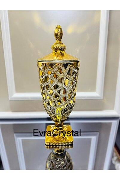 EVRA 3.5 Litre Altın Yaldızlı Cam Sebil Şerbetlik m2