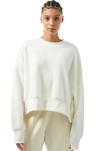 Nike Sportswear Plush Mod Crop Crew Sweatshirt Women's Wide Fit Plush Sweatshirt Light Cream