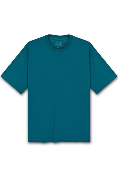 COMBİNE MİCHAİL Men's 100% Organic Cotton Thick Textured Comfort Fit Crew Neck Petrol Color T-Shirt