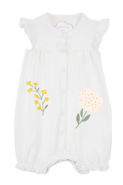 Mavipink Baby Girl Yellow Floral Ruffle Short Shorts Jumpsuit