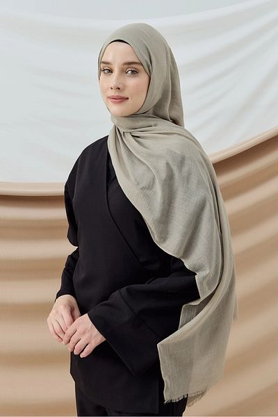 AMİNENESİL Aminenesil Moda Cashmere Thin Cotton Shawl Antique Beige Color