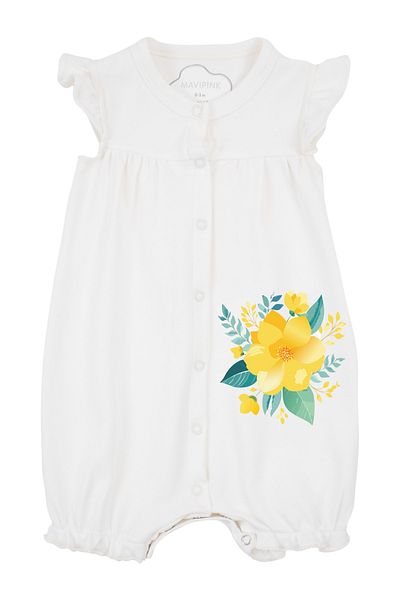 Mavipink Baby Girl Yellow Floral Ruffle Short Shorts Jumpsuit