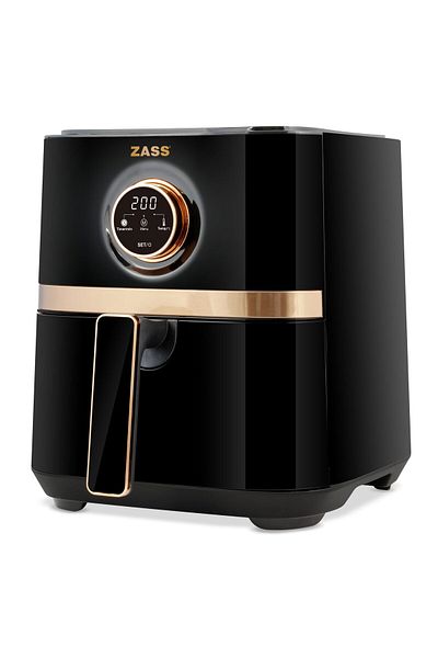 Zass Friteuză cu aer cald ZAF 20 Rose Gold, capacitate 5l, 8 programe, tavă detașabilă, antiaderentă, 1450W, neagră