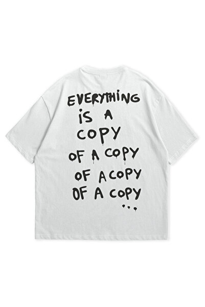 Scrovtie Tricou alb unisex Calvin Jones Everything Copy imprimat cu mânecă sc...