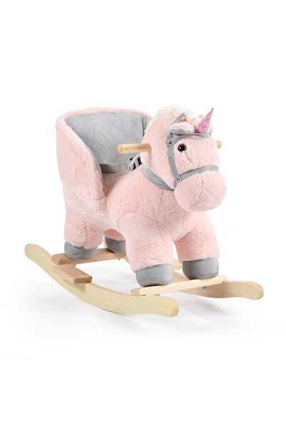 Moni Balansoar pentru Copii, Moni Unicorn Roz, Functie Muzicala, Lemn si Plush, Varsta minima 12 Luni +