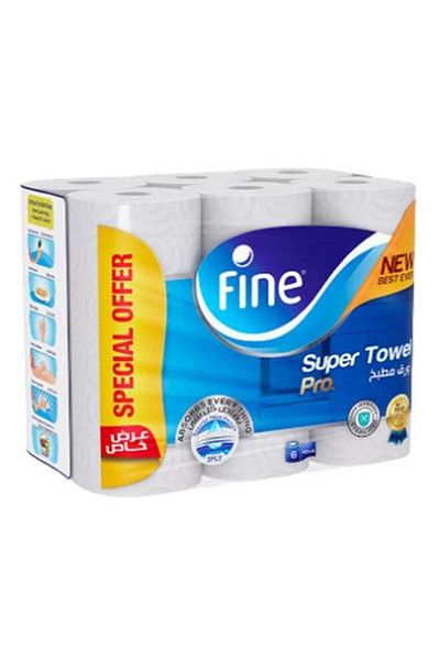 FINE Super Towel Pro, Pack Of 6, 6'S 3PLY