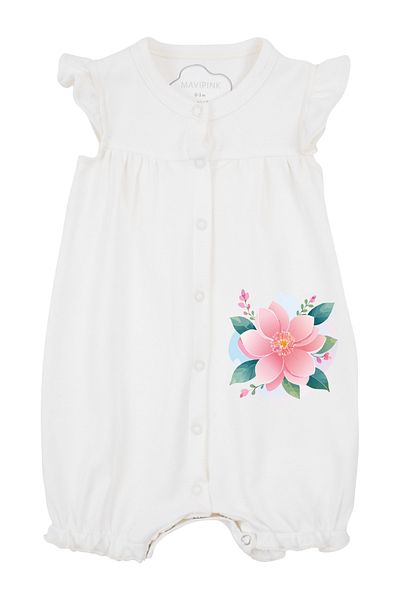Mavipink Baby Girl Pink Floral Ruffle Short Shorts Jumpsuit
