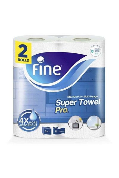 FINE 3 Ply Super Kitchen Rolls, Pack Of 2