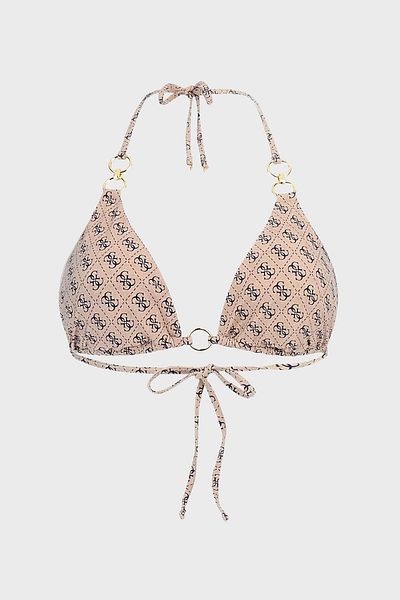 Guess Top de bikini triunghi imprimat cu șireturi