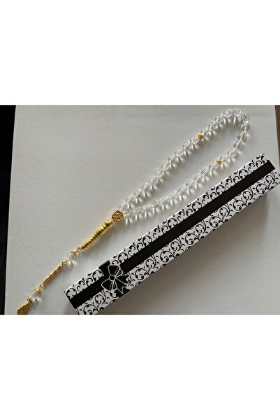 DİBA AVM Tesbi̇h Transparent Glass Drop Model Yellow Imameli Stylish Design Boxed Gift Rosary