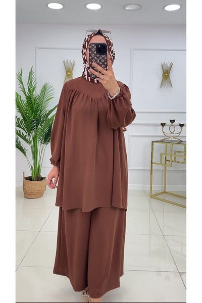 VALENS BOUTİQUE Γυναικείο Σετ Hijab 2 τεμαχίων Τουνίκ & Παντελόνι Φούστα